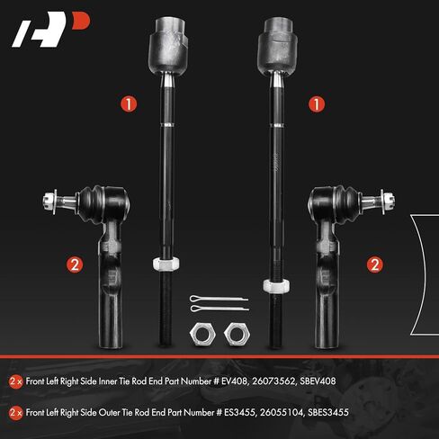 A-Premium Set of 4, Front Inner & Outer Tie Rod End Kit, Compatible with Chevrolet Malibu 1997-2003, Classic 2004-2005, Oldsmobile Alero 1999-2004, Cutlass 1997-1999, Pontiac Grand Am 1999-2005 in Saudi Arabia