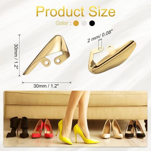 uxcell 6Pcs Metal Shoes Pointed Protector High Heel Toe Caps Cover Durable Shoe Tip Cover Pointed Shoe Head Tips Cap for Shoe Protection Repair, Shoe Protection (Gold/Silver/Black, 30mm) in Saudi Arabia