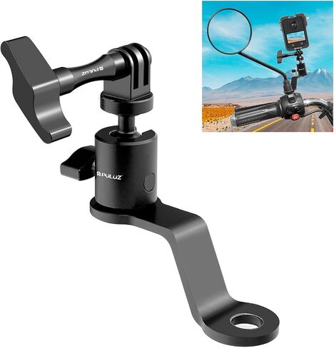 PULUZ Motorcycle Mirror/Pinch Bolt Mount Fixed Metal Bike Holder Mount for DJI Osmo Action/GoPro Hero 7 / Hero 6 / Hero 5 Hero 4 Session Xiaoyi MiJia Sport Camera in Saudi Arabia