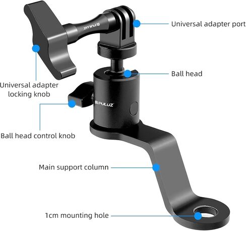 PULUZ Motorcycle Mirror/Pinch Bolt Mount Fixed Metal Bike Holder Mount for DJI Osmo Action/GoPro Hero 7 / Hero 6 / Hero 5 Hero 4 Session Xiaoyi MiJia Sport Camera in Saudi Arabia