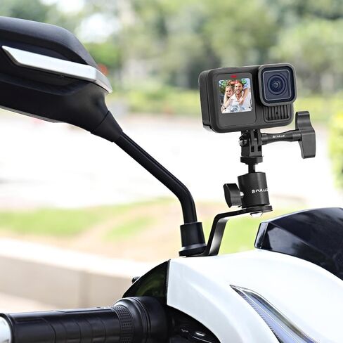 PULUZ Motorcycle Mirror/Pinch Bolt Mount Fixed Metal Bike Holder Mount for DJI Osmo Action/GoPro Hero 7 / Hero 6 / Hero 5 Hero 4 Session Xiaoyi MiJia Sport Camera in Saudi Arabia