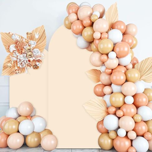 FUHSY Black Arch Cover Set of 2 Fitted Arch Covers Spandex Backdrop Covers Round Top Chiara Backdrop Stand Covers Double Sided Wedding Arch Stand Covers for Halloween Birthday Party Decor 6FT, 7.2FT in Kuwait