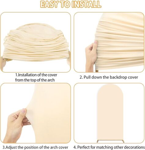 FUHSY Black Arch Cover Set of 2 Fitted Arch Covers Spandex Backdrop Covers Round Top Chiara Backdrop Stand Covers Double Sided Wedding Arch Stand Covers for Halloween Birthday Party Decor 6FT, 7.2FT in Kuwait