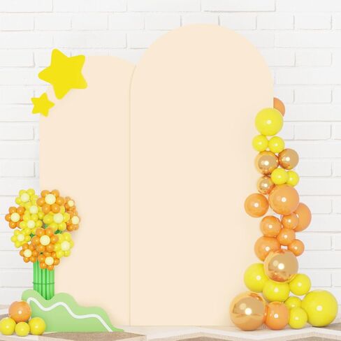 FUHSY Black Arch Cover Set of 2 Fitted Arch Covers Spandex Backdrop Covers Round Top Chiara Backdrop Stand Covers Double Sided Wedding Arch Stand Covers for Halloween Birthday Party Decor 6FT, 7.2FT in Kuwait