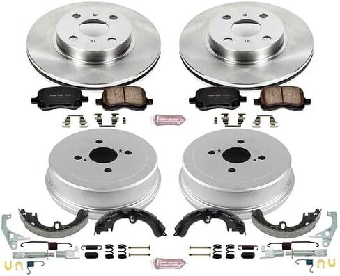Power Stop KOE15197DK مجموعة فرامل بديلة أمامية وخلفية متخصصة - براميل فرامل OE ووسادات فرامل سيراميك لسيارة Toyota Corolla 2000-2002 [نموذج محدد] in Saudi Arabia