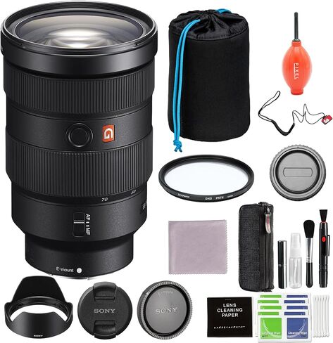 حزمة عدسة تكبير كاملة الإطار Sony FE مقاس 24-70 مم F2.8 GM مع حقيبة عدسة وبطاقة ذاكرة 128 جيجابايت و64 جيجابايت وسترة مطر + المزيد | سوني 24-70 in Saudi Arabia