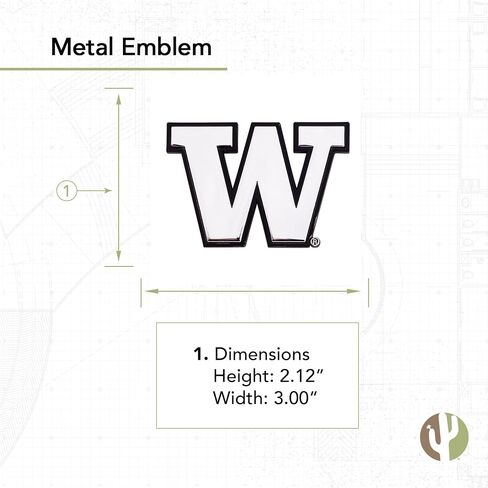 Desert Cactus University of Washington Metal 3D Auto Car Emblem Sticker Chrome U of W UW Huskies Husky Premium Truck Vehicle Emblems in Saudi Arabia
