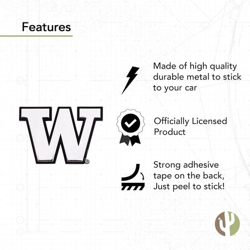 Desert Cactus University of Washington Metal 3D Auto Car Emblem Sticker Chrome U of W UW Huskies Husky Premium Truck Vehicle Emblems in Saudi Arabia