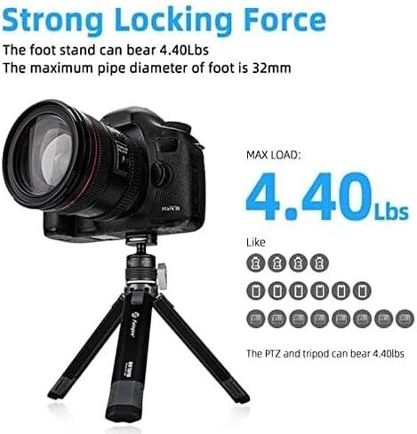 مجموعة حامل ثلاثي للكاميرا الصغيرة من Fotopro، حامل ثلاثي صغير لسطح المكتب قابل للتمديد مع محول رأس كروي من ألياف الكربون 3 أقسام لهاتف iPhone Max Height 35 بوصة، تحميل يصل إلى 3 كجم (6.61 رطل) in Kuwait