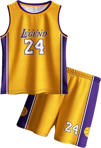 Kids Basketball Jerseys #24 Classic Mesh Tank Top Shorts for Boys Girls Sleeveless Athletic Training Uniforms in Saudi Arabia