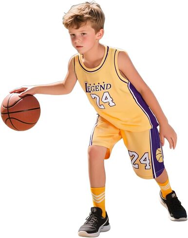 Kids Basketball Jerseys #24 Classic Mesh Tank Top Shorts for Boys Girls Sleeveless Athletic Training Uniforms in Saudi Arabia