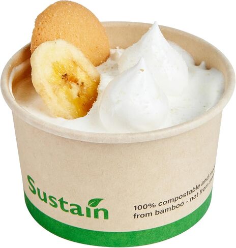 حاويات شوربة ورقية بسعة 8 أونصة من Restaurantware-Sustain، 200 كوب آيس كريم للاستعمال مرة واحدة - تباع الأغطية بشكل منفصل، مع بطانة PLA، أوعية حساء ساخنة من الخيزران، قابلة للتحلل، مقاومة للدهون in Saudi Arabia