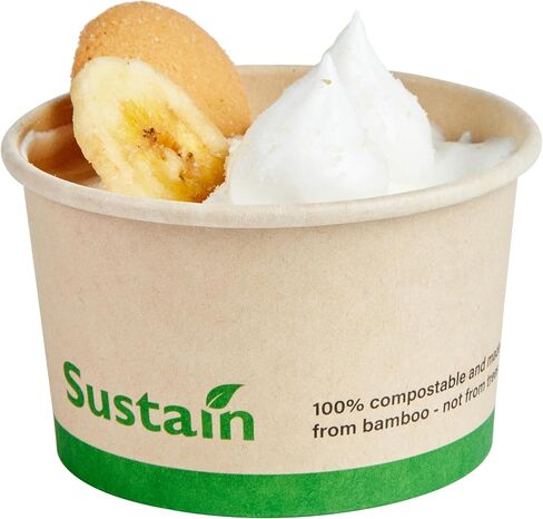 حاويات شوربة ورقية بسعة 8 أونصة من Restaurantware-Sustain، 200 كوب آيس كريم للاستعمال مرة واحدة - تباع الأغطية بشكل منفصل، مع بطانة PLA، أوعية حساء ساخنة من الخيزران، قابلة للتحلل، مقاومة للدهون in Saudi Arabia