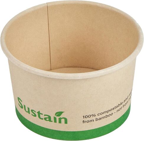 حاويات شوربة ورقية بسعة 8 أونصة من Restaurantware-Sustain، 200 كوب آيس كريم للاستعمال مرة واحدة - تباع الأغطية بشكل منفصل، مع بطانة PLA، أوعية حساء ساخنة من الخيزران، قابلة للتحلل، مقاومة للدهون in Saudi Arabia