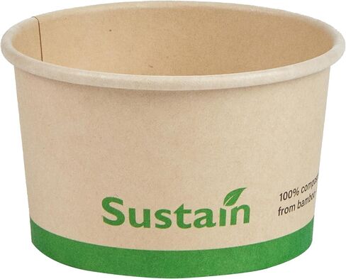 حاويات شوربة ورقية بسعة 8 أونصة من Restaurantware-Sustain، 200 كوب آيس كريم للاستعمال مرة واحدة - تباع الأغطية بشكل منفصل، مع بطانة PLA، أوعية حساء ساخنة من الخيزران، قابلة للتحلل، مقاومة للدهون in Saudi Arabia
