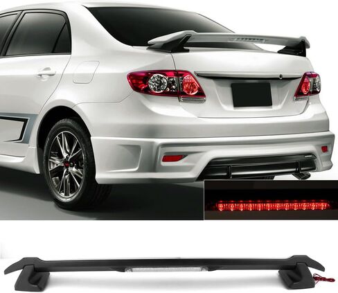 سبويلر صندوق السيارة متوافق مع تويوتا كورولا 2009-2013، ABS أسود مطفي مع ضوء الفرامل الثالث، غطاء جناح سبويلر للشفاه من IKON MOTORSPORTS، 2010 2011 2012 in Kuwait