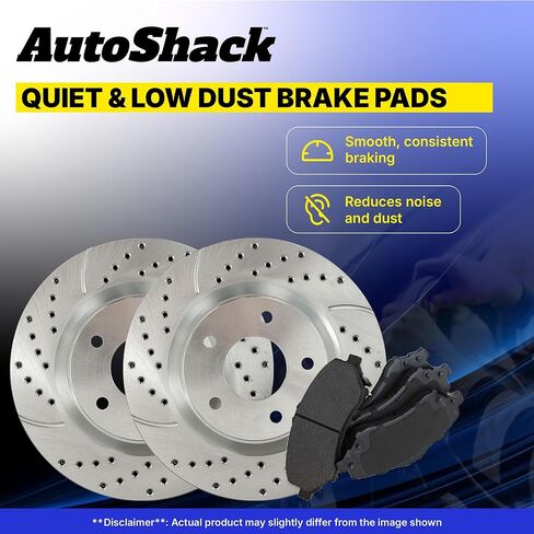 وسادات فرامل دوارة من السيراميك لدوارات الفرامل المحفورة والمشقوقة من AutoShack | بديل لسيارة فورد فوكس 2012-2018 1.0L 2.0L FWD | فضة مطلية بالزنك | طقم فرامل 6 قطع | سيلفر شيلد برو in Saudi Arabia