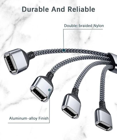 Basesailor USB Splitter Y Cable 3.3FT,1 Male to 4 Female USB-A Expander Hub,New in Kuwait