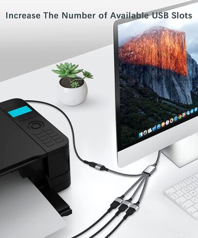 Basesailor USB Splitter Y Cable 3.3FT,1 Male to 4 Female USB-A Expander Hub,New in Kuwait