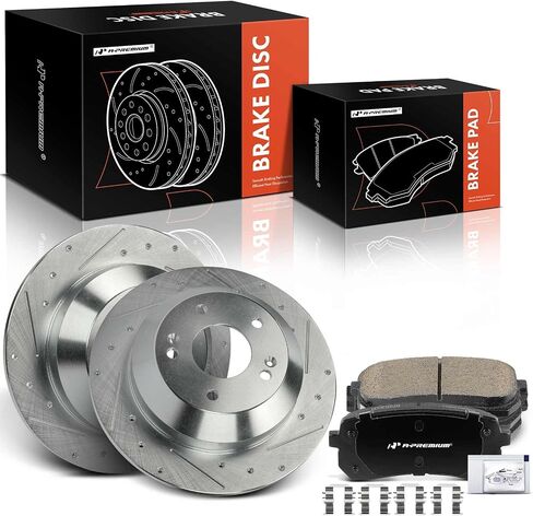 A-Premium 12.60 in (320 mm) Front Vented Disc Brake Rotors + Ceramic Pads Kit Compatible with Select Kia Models - Sedona 2015 2016 2017 2018 2019 2020, 3.3L, 6-PC Set in Saudi Arabia