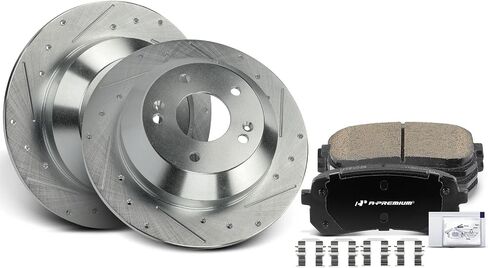 A-Premium 12.60 in (320 mm) Front Vented Disc Brake Rotors + Ceramic Pads Kit Compatible with Select Kia Models - Sedona 2015 2016 2017 2018 2019 2020, 3.3L, 6-PC Set in Saudi Arabia