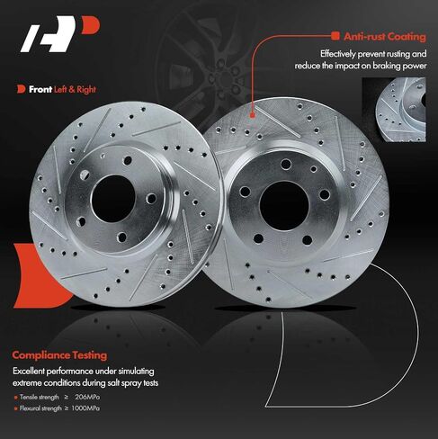 A-Premium 11.69 inch (297mm) Front Drilled and Slotted Disc Brake Rotors + Ceramic Pads Kit Compatible with Select Mazda Models - CX-5 CX5 2013 2014 2015 2016 2017, 6-PC Set in Saudi Arabia