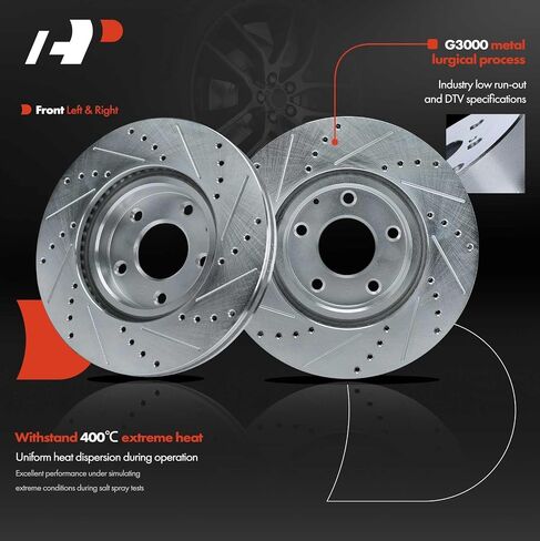 A-Premium 11.69 inch (297mm) Front Drilled and Slotted Disc Brake Rotors + Ceramic Pads Kit Compatible with Select Mazda Models - CX-5 CX5 2013 2014 2015 2016 2017, 6-PC Set in Saudi Arabia