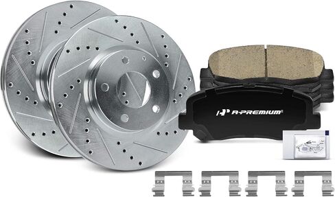 A-Premium 11.69 inch (297mm) Front Drilled and Slotted Disc Brake Rotors + Ceramic Pads Kit Compatible with Select Mazda Models - CX-5 CX5 2013 2014 2015 2016 2017, 6-PC Set in Saudi Arabia
