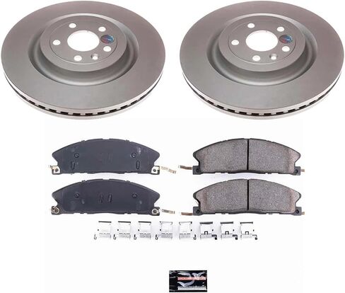 Power Stop KOE6374 مجموعة فرامل بديلة أمامية متخصصة - دوارات فرامل OE ووسادات فرامل سيراميك لسيارة Ford Explorer Flex Taurus - Taurus SHO Lincoln MKS MKT in Saudi Arabia