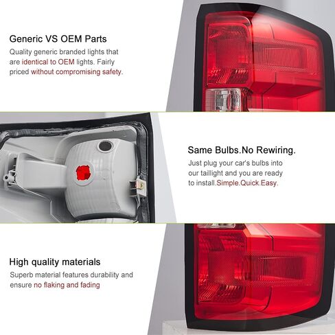 مصابيح فرامل المصابيح الخلفية متوافقة مع 【Chevy Silverado 1500 2500 3500 2014-2019، GMC SIERRA 2500 3500 2015-2019】 جانب الركاب (RH)، عدسة حمراء بدون أسلاك 23431876,84288723,23295939 in Kuwait