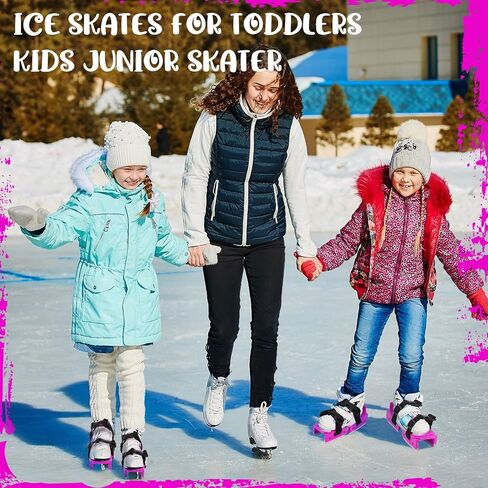 Toddler Ice Skates with Storage Bag Adjustable Kids Ice Skates with Clip on Strap Double Runner Ice Skating Shoes for Winter Boys Girls Children Baby Beginner Junior Skaters Training, Blue in Saudi Arabia