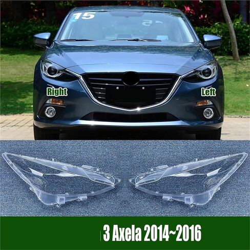 متوافق مع Mazda 3 Axela 2014 ~ 2016 غطاء المصباح الأمامي الشفاف غطاء المصباح الأمامي عدسة استبدال عاكس الضوء الأصلي زجاج شبكي (زوج عالي) in Saudi Arabia