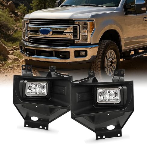 AKKON - Fits 2017-2019 Ford F250 F350 SuperDuty Halogen Fog Lights Driving Lamp Pair w/Wiring Harness Switch Accessories in Saudi Arabia