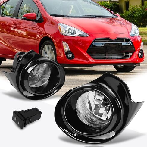 مصابيح ضباب للمصد الأمامي PM PERFORMOTOR + إطار + مفتاح متوافق مع Prius C 15-18، عدسة شفافة in Saudi Arabia