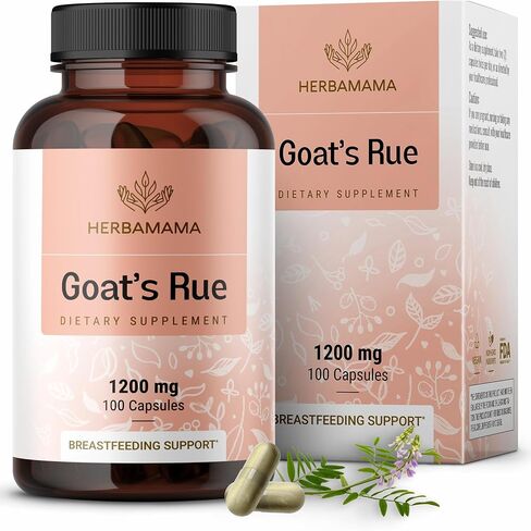 HERBAMAMA Goat's Rue Capsules - 1200mg Galega Officinalis for Mother's Breast Milk Lactation Support - Vegan, Non-GMO Goats Rue Herb Lactation Supplement in Saudi Arabia
