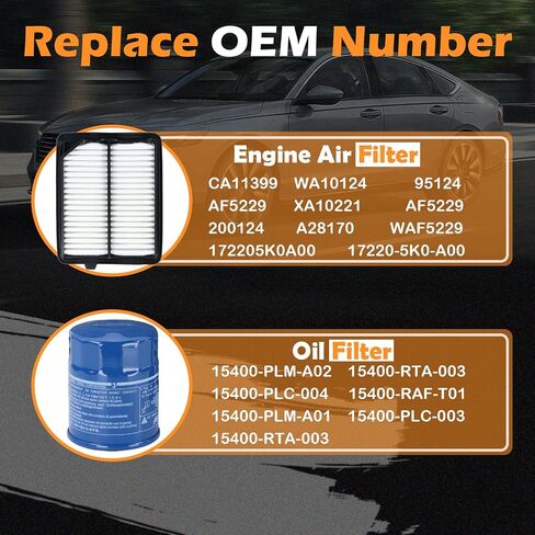 فلتر هواء المحرك 172205AAA00 وفلتر زيت 15400-PLM-A02 مناسب لـ 2017-2022 Honda CR-V، 2016-2021 Civic 1.5L (غير مناسب هجين) in Kuwait