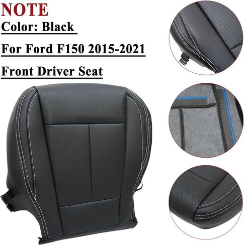 NLQR Front Driver Side Bottom Replacement Seat Cover Black Microfiber Leather Compatible with Ford F150 Super Crew Cab 2015 2016 2017 2018 2019 2020 2021 in Saudi Arabia