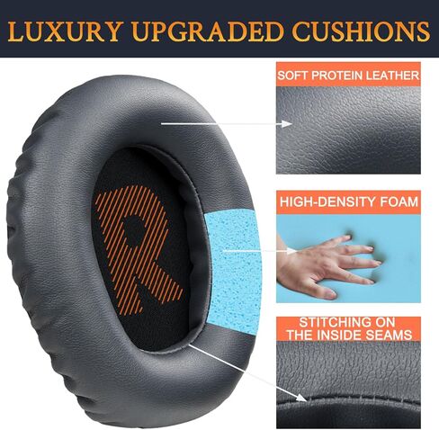 SOULWIT Professional Replacement Earpads Cushions for JBL Quantum 100/100X/100P/100M2 (Q100/Q100X/Q100P/Q100M2), Quantum 350 (Q350) Headphones, Ear Pads with Softer Protein Leather - Titanium in Kuwait