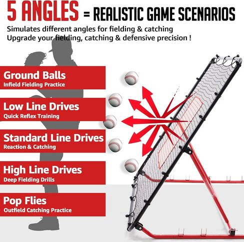 Baseball Rebounder Net, 4x4.5 FT Pitch Back Baseball Rebounder with 3 Adjustable Angles, 2 Targets, Baseball & Softball Bounce Back Net for Pitching Fielding Catching Throwing in Saudi Arabia