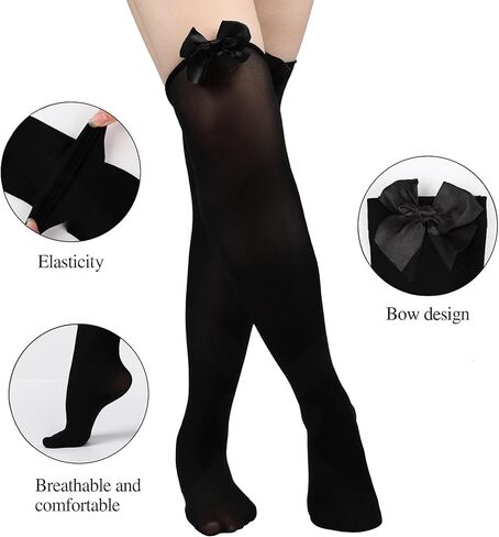 جوارب قطط مرحة للنساء، جوارب عالية الفخذ مع فيونكات، جوارب نسائية بعقدة على شكل فيونكة فوق الركبة، جوارب طويلة in Kuwait