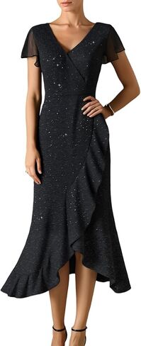 Black Formal Dresses for Women Gowns Evening Party Cocktail Dress,Women Formal Party Dress,V Neck Wedding Guest Dresses. in Kuwait