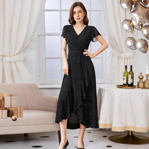 Black Formal Dresses for Women Gowns Evening Party Cocktail Dress,Women Formal Party Dress,V Neck Wedding Guest Dresses. in Kuwait