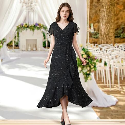 Black Formal Dresses for Women Gowns Evening Party Cocktail Dress,Women Formal Party Dress,V Neck Wedding Guest Dresses. in Kuwait