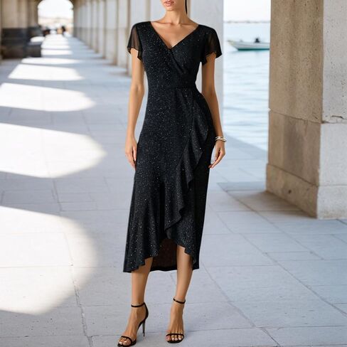 Black Formal Dresses for Women Gowns Evening Party Cocktail Dress,Women Formal Party Dress,V Neck Wedding Guest Dresses. in Kuwait