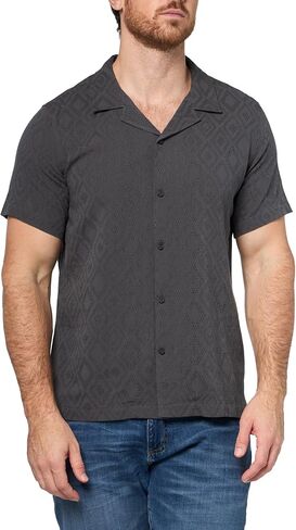 GUESS Men's Eco Short Sleeve Diamond Jacquard Shirt in Saudi Arabia
