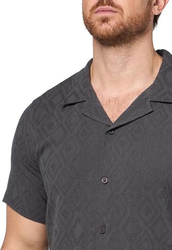GUESS Men's Eco Short Sleeve Diamond Jacquard Shirt in Saudi Arabia
