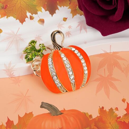 Halloween Pumpkin Enamel Pins, Rhinestone Brooches and Pins Halloween Jewelry Accessories for Women as Fall Thanksgiving Gifts, Hallowen Autumn Leaf Pumpkin Brooch as Clothes Hat Backpack Costume Pin in Saudi Arabia