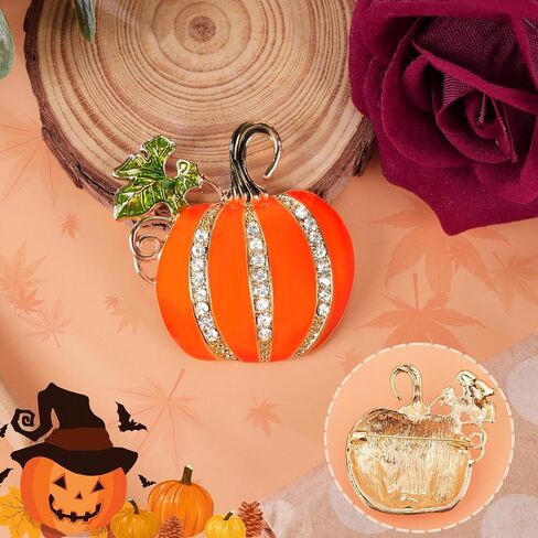 Halloween Pumpkin Enamel Pins, Rhinestone Brooches and Pins Halloween Jewelry Accessories for Women as Fall Thanksgiving Gifts, Hallowen Autumn Leaf Pumpkin Brooch as Clothes Hat Backpack Costume Pin in Saudi Arabia
