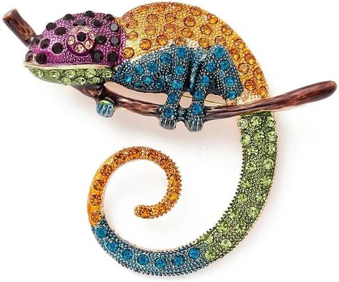 1Pc Chameleon Alloy Enamel Rhinestone Brooch Animal Colorful Jewelry Decorations Lapel Pin Badge for Backpack Clothes Brooches Badges Decorations Ornaments Halloween 2.8x2.28x0.51 inch/71x58x13mm in Saudi Arabia