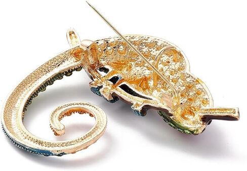1Pc Chameleon Alloy Enamel Rhinestone Brooch Animal Colorful Jewelry Decorations Lapel Pin Badge for Backpack Clothes Brooches Badges Decorations Ornaments Halloween 2.8x2.28x0.51 inch/71x58x13mm in Saudi Arabia